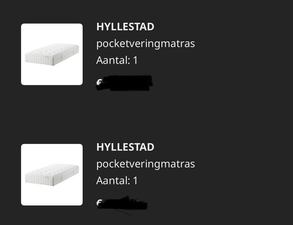 HYLLESTAD pocketveringmatras - 90x200 cm, Ophalen, Gebruikt, 90 cm, Eenpersoons