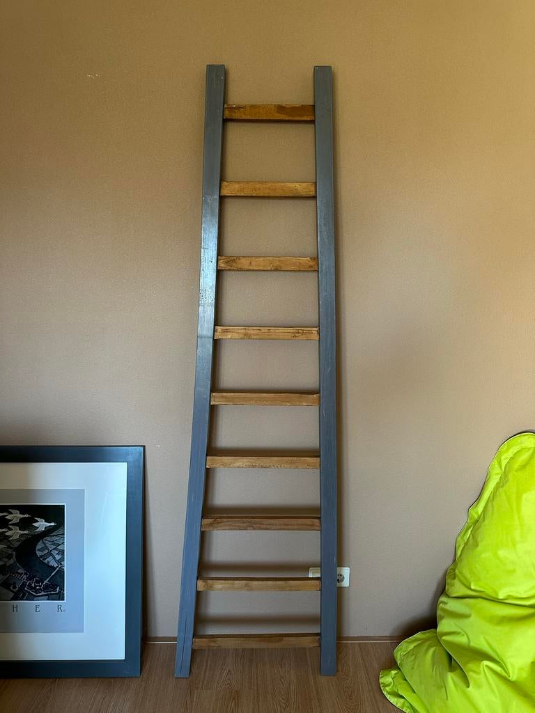 Houten decoratie ladder | woon-, bad of slaapkamer, Ophalen, Gebruikt, Grijs, Hout