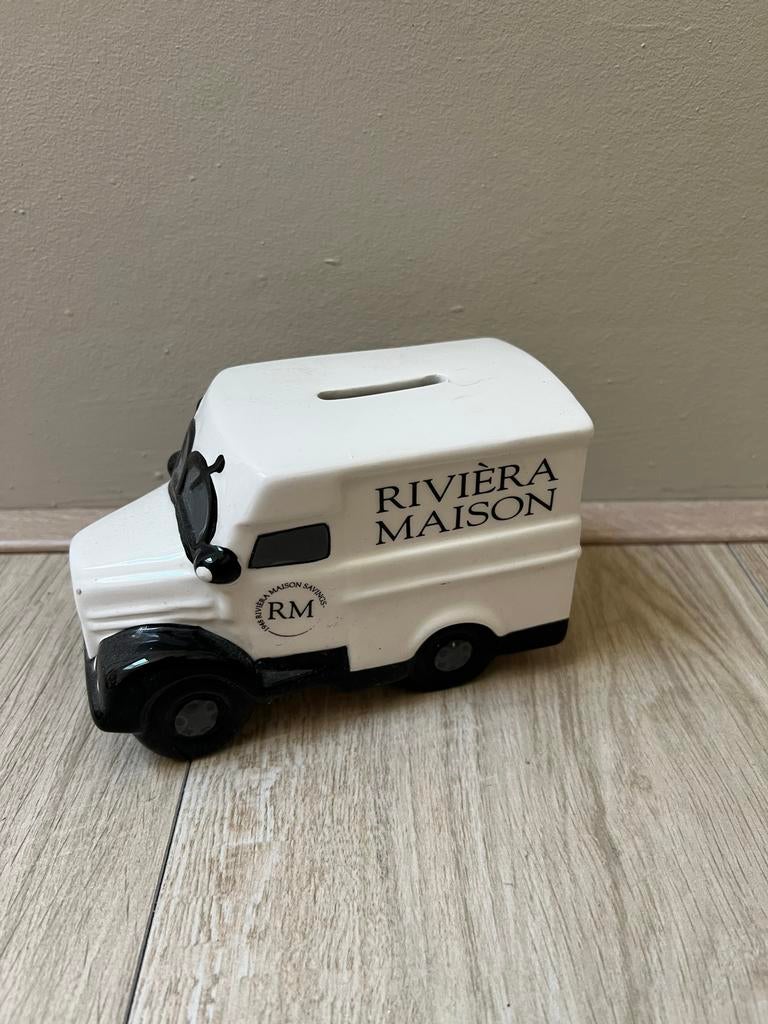 Riviera Maison Spaarpot Bestelbusje, Verzamelen, Ophalen of Verzenden, Gebruikt, Steen, Aardewerk of Keramiek, Vervoermiddel