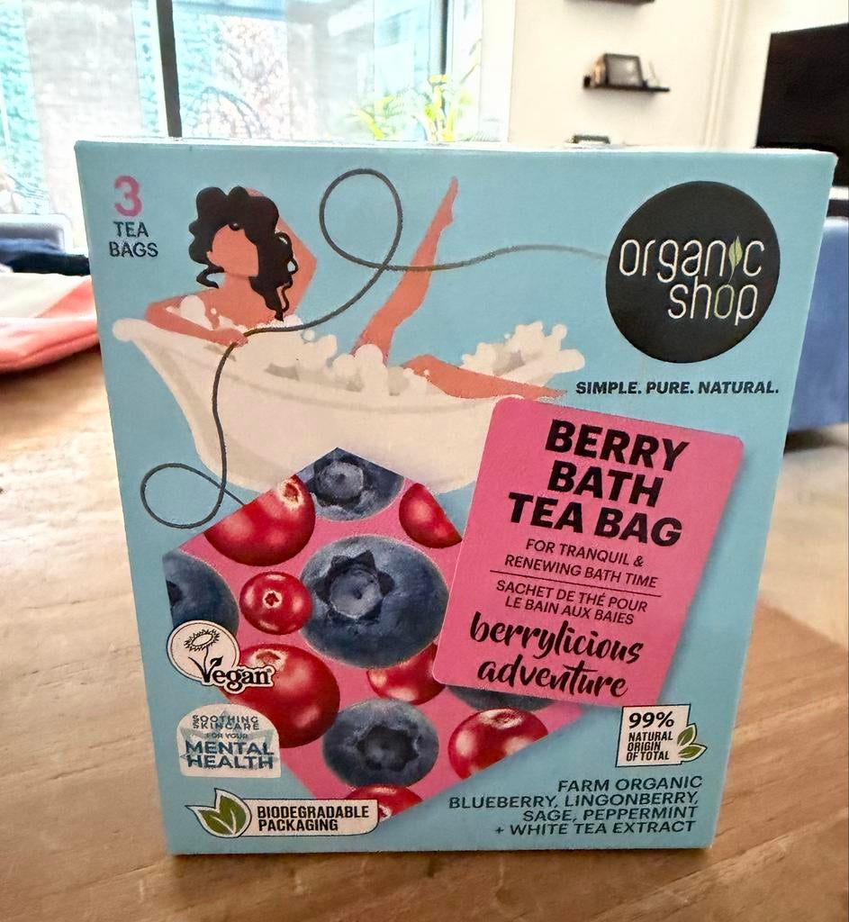 Organic Shop Berry Bath Tea Bag - Ontspannend Badritueel, Ophalen of Verzenden, Nieuw, Overige kleuren, Overige typen