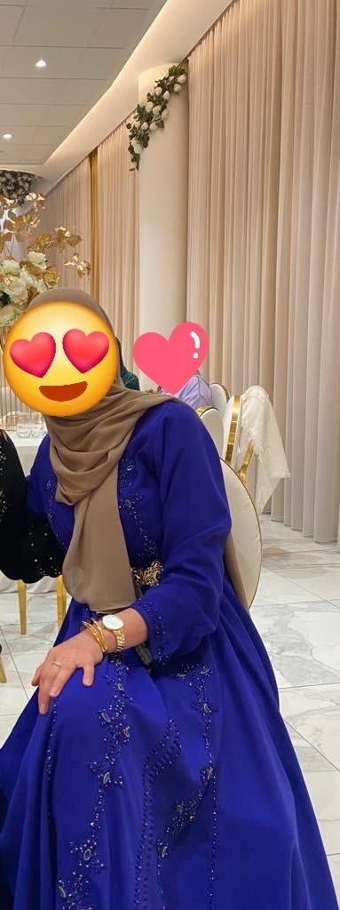 Takshita / elegante Marokkaanse jurk / caftan / kaftan, Maat 38/40 (M), Galajurk, Blauw, Ophalen of Verzenden