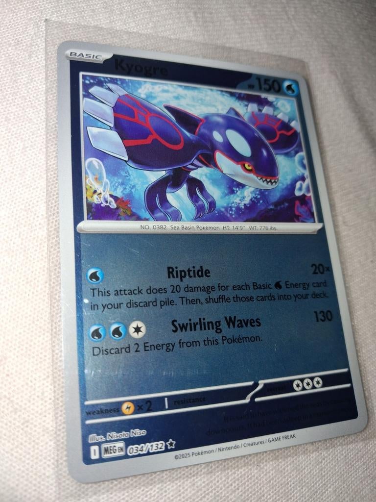 Kyogre pokemon kaart, Ophalen of Verzenden, Zo goed als nieuw, Losse kaart, Foil