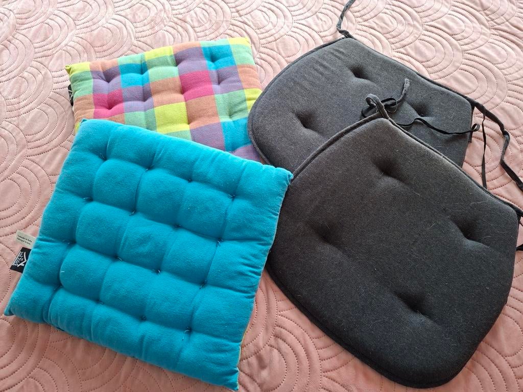 4 stoelkussentjes, Ophalen of Verzenden, Zwart, Vierkant