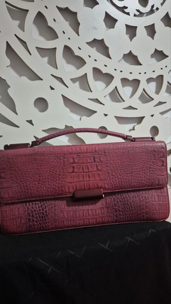 Vintage Mandarina Duck Handtas - Bordeaux Croco-structuur, Ophalen, Gebruikt, Rood, Handtas