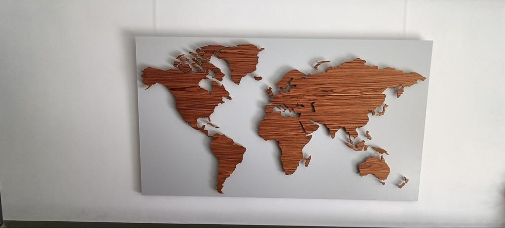 Palissander houten wereldkaart van Hoentjen creaties, Ophalen, Hout, Bruin, Nieuw