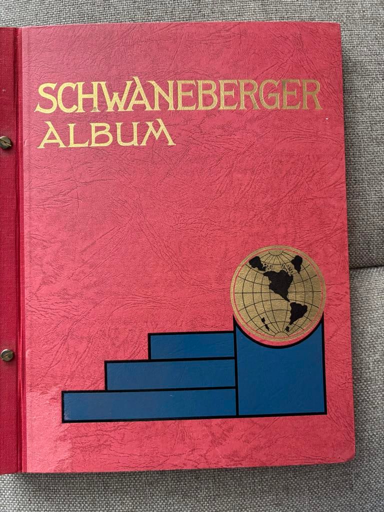 Oud Schwanenberger postzegelalbum  met diverse postzegels, Ophalen of Verzenden, Buitenland