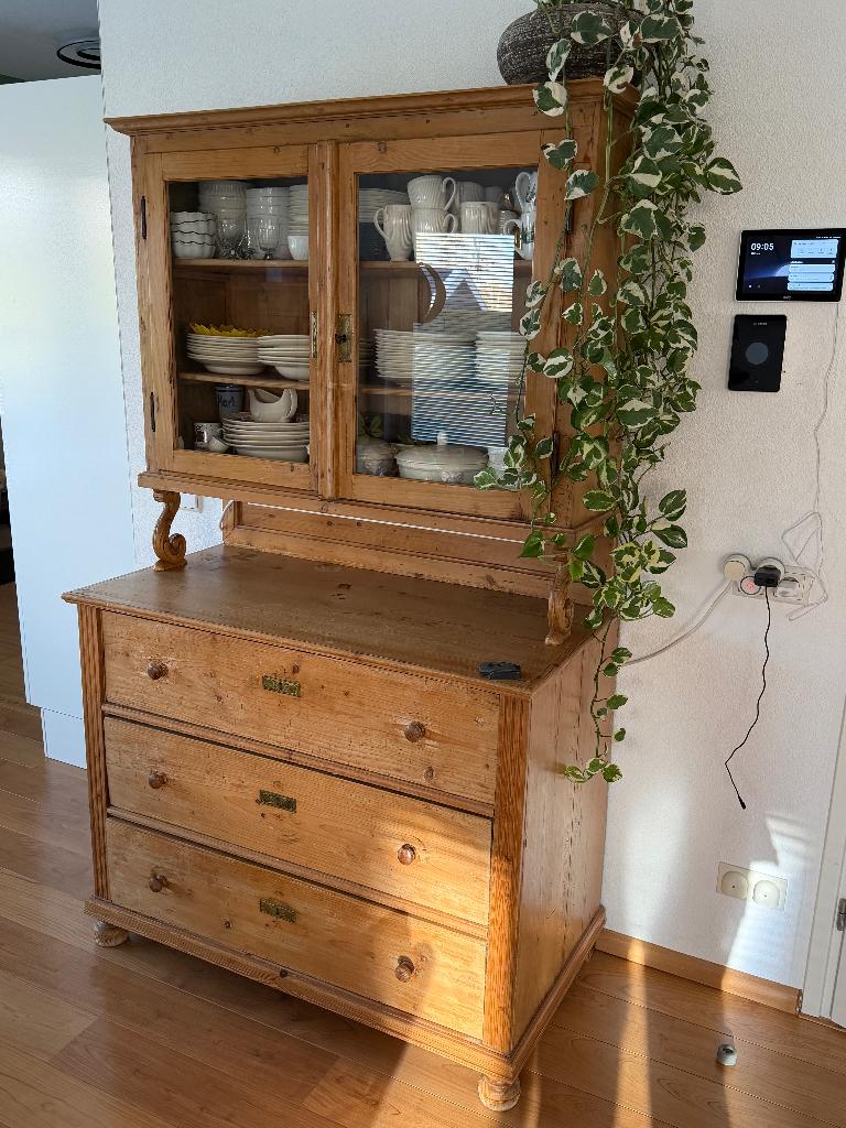 Oude Oostenrijkse grenen buffetkast, Ophalen, Authentiek grenen, Gebruikt, 50 tot 75 cm