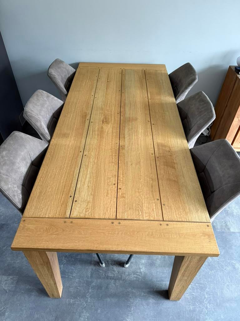 Massief eiken uitschuifbare eettafel, Ophalen