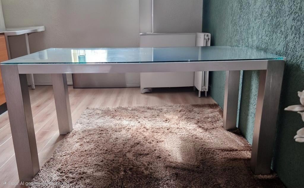 Eettafel MDF hoogglans wit te koop, Huis en Inrichting, Tafels | Eettafels, Ophalen, Gebruikt, 50 tot 100 cm, Vijf personen of meer