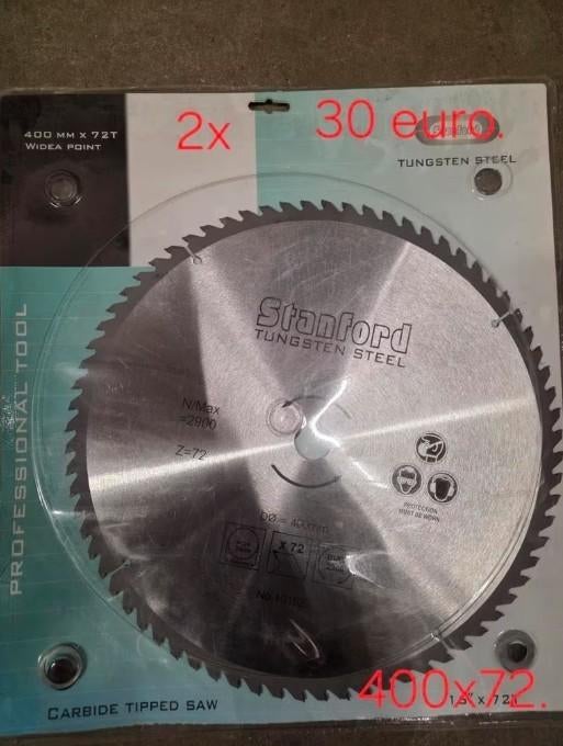 2 zaagbladen widia 400 mm x 72 tands., Nieuw, Ophalen of Verzenden, 30 tot 70 mm, Lintzaag