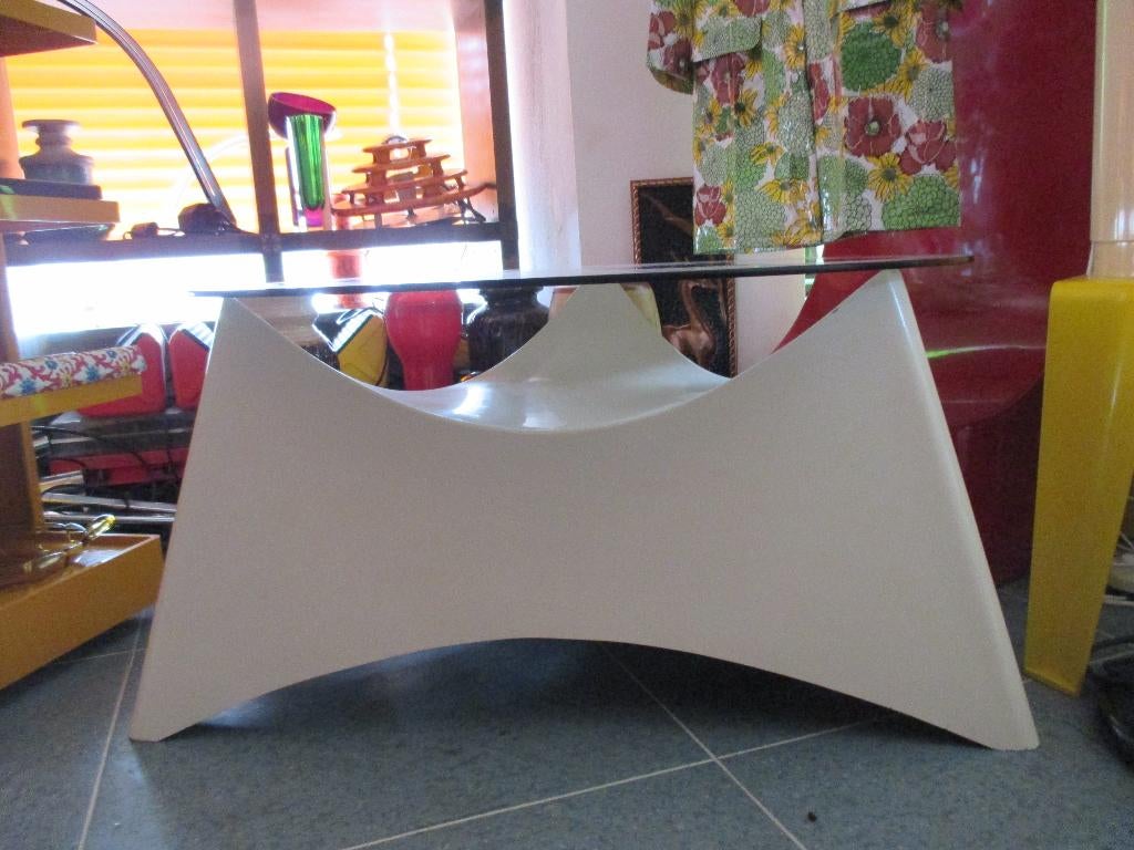 Space age design salontafel 80 cm jaren 70 glasfiber retro, Ophalen