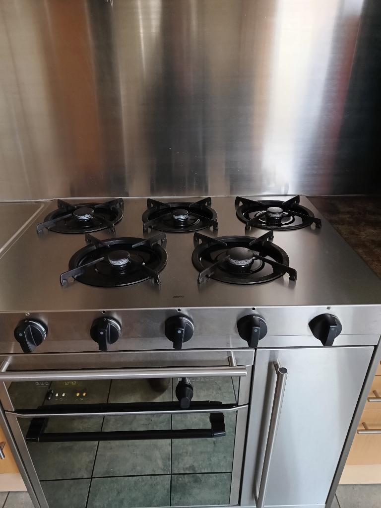 Atag RVS gasfornuis 5 pits, Ophalen, Gebruikt, 60 cm of meer, Gas