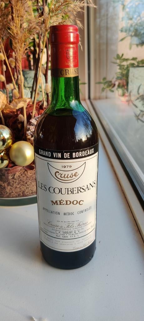 Vintage fles rode wijn 1979 - Les Coubersans Médoc, Verzamelen, Wijnen, Gebruikt, Rode wijn, Frankrijk, Ophalen of Verzenden