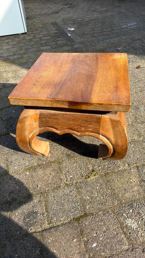 Oosters opiumtafeltje / houten bijzettafeltje, Huis en Inrichting, Tafels | Bijzettafels, Ophalen, Zo goed als nieuw, Rond, Minder dan 55 cm