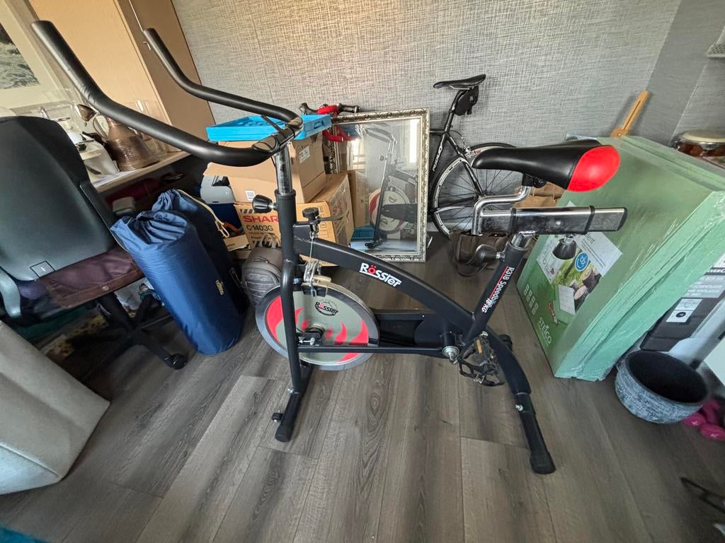 Rossler Hometrainer  spinning bike R318 - Zwaar Vliegwiel, Ophalen, Gebruikt, Metaal, Benen