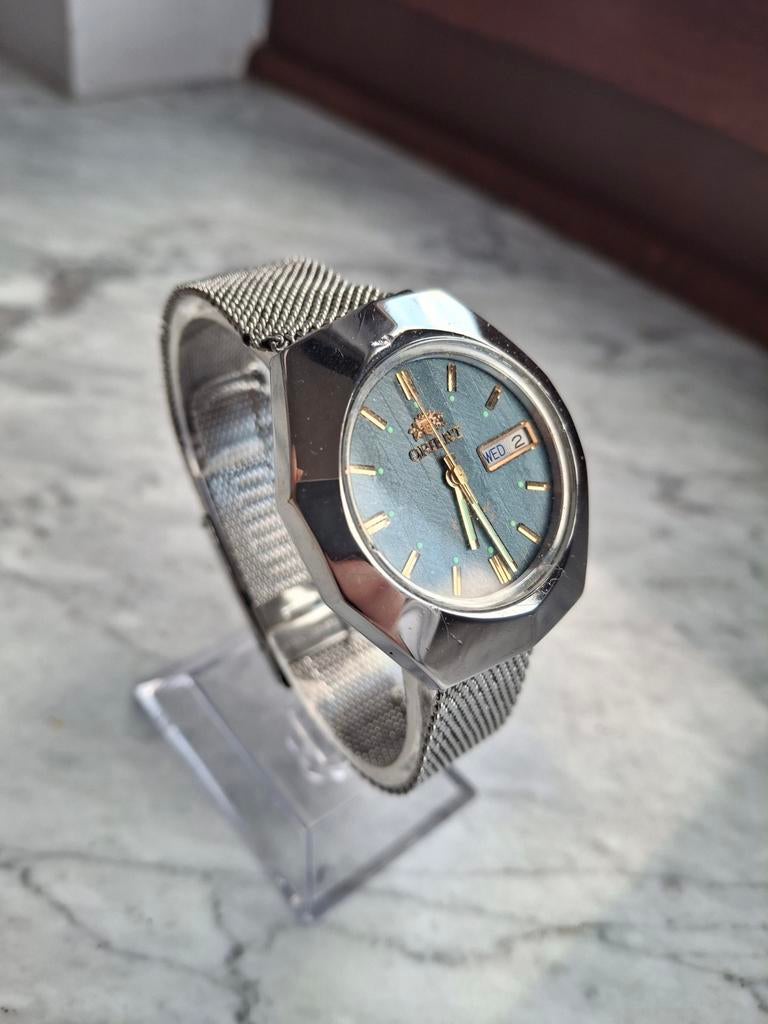 Vintage Orient Automatic Day-Date – Blue Dial – Japan – 70s, Verzenden