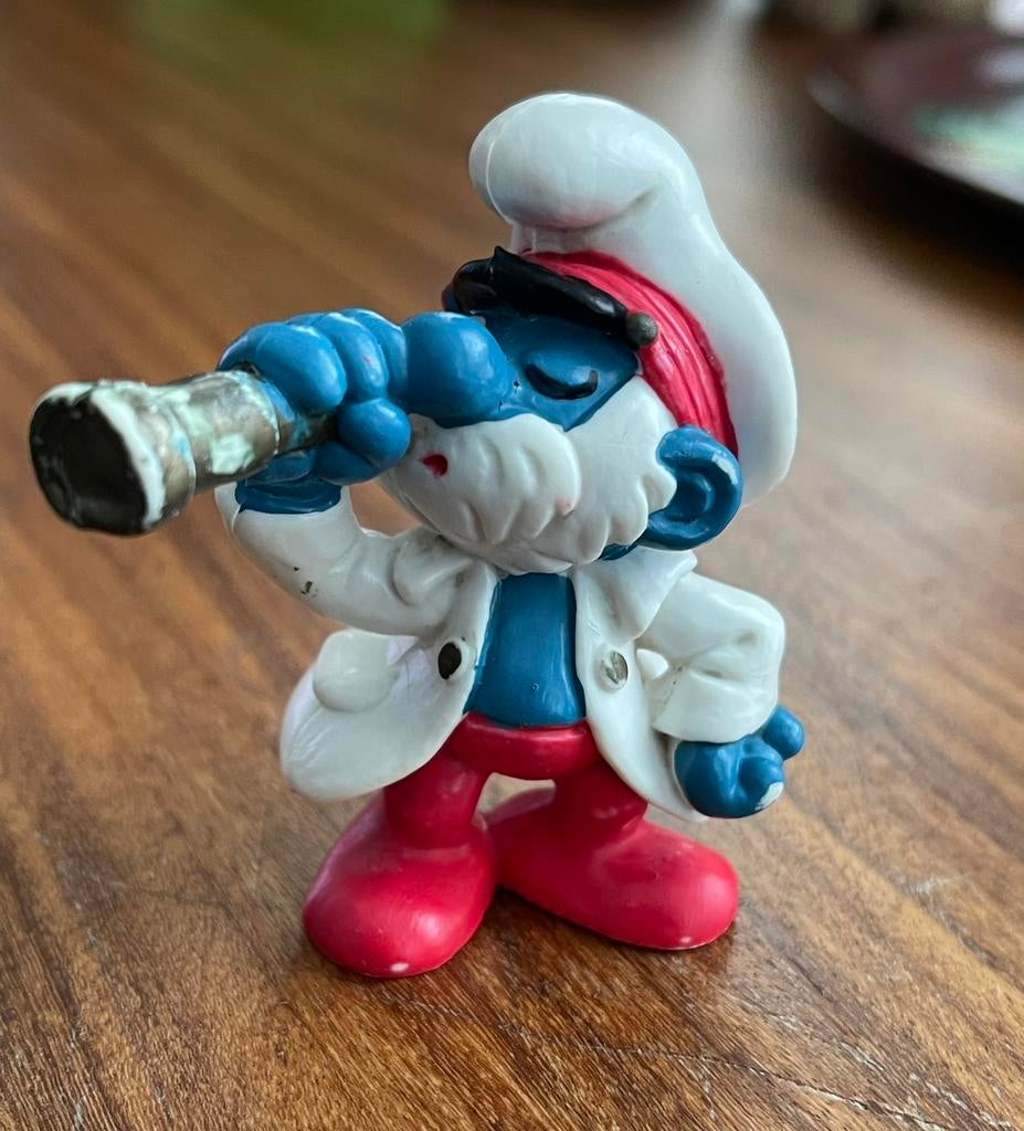 Grote smurf als kapitein | Schleich | Hong Kong | 1981, Verzamelen, Smurfen, Ophalen of Verzenden, Gebruikt