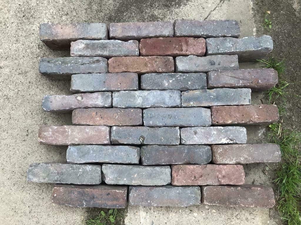 30 m2 oud gebakken rijntjes rijnformaat blauw rood klinkers, Ophalen, Gebruikt, Keramiek, Klinkers