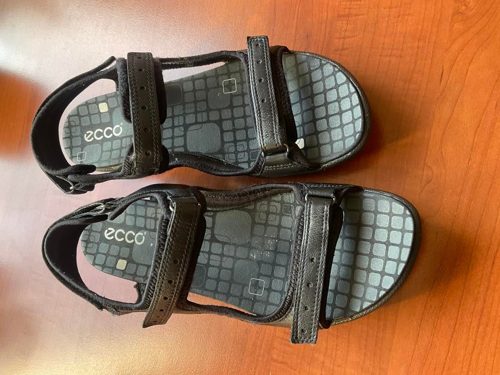 Leren zwarte ECCO sandalen maat 40, Ophalen of Verzenden, Gedragen, Zwart