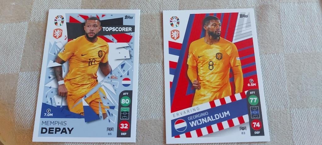 2 voetbal plaatjes EK 2024 Oranje Wijnaldum en Depay fraai, Verzamelen, Sportartikelen en Voetbal, Ophalen of Verzenden, Nieuw