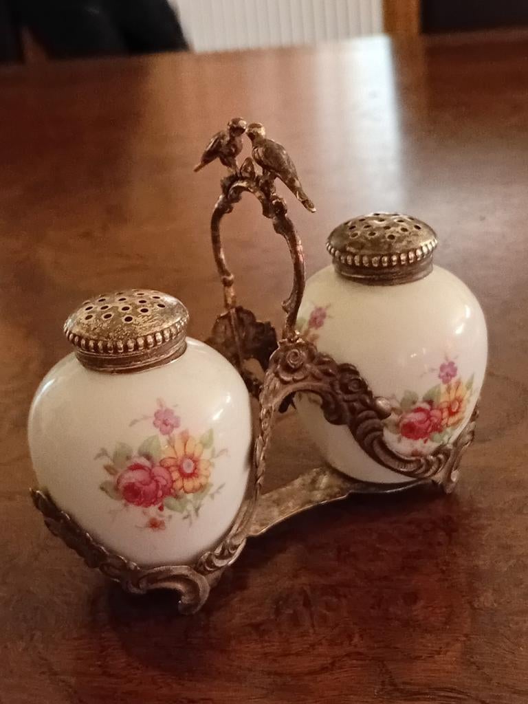 Zilver antiek peper zout stel, Antiek en Kunst, Ophalen of Verzenden, Zilver