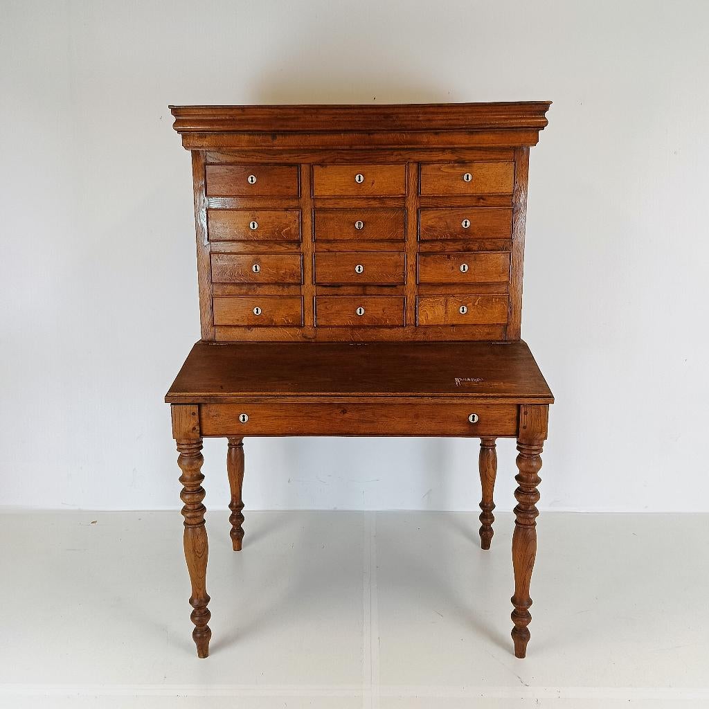 Prachtig uniek antiek notarisbureau met werkende klokkenbel, Ophalen of Verzenden