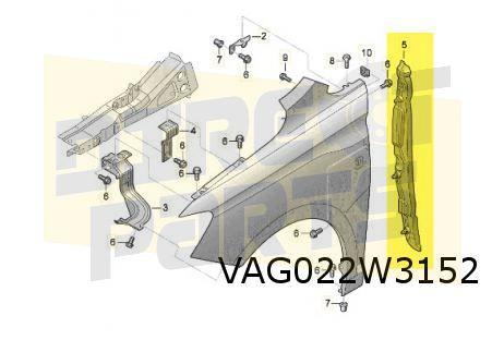 Volkswagen Caddy (1/21-) (2K) voorschermisolatie Rechts A-st, Auto-onderdelen, Carrosserie en Plaatwerk, -, -, Nieuw, Spatbord