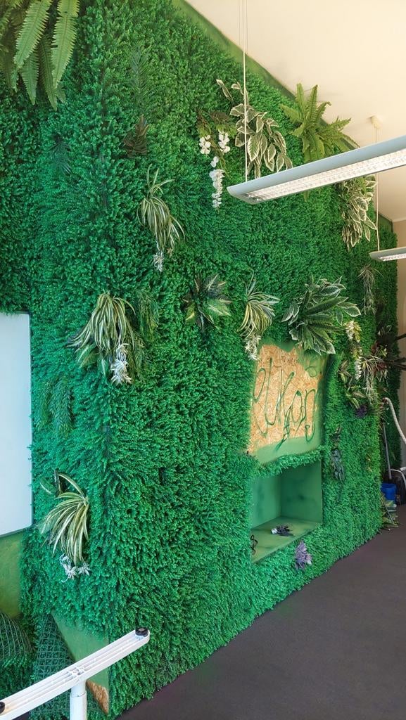 Kunstplanten set: wandpanelen, palmboom & bamboe, Binnen, Onderhoudsvrij, Kunstplant, Ophalen of Verzenden