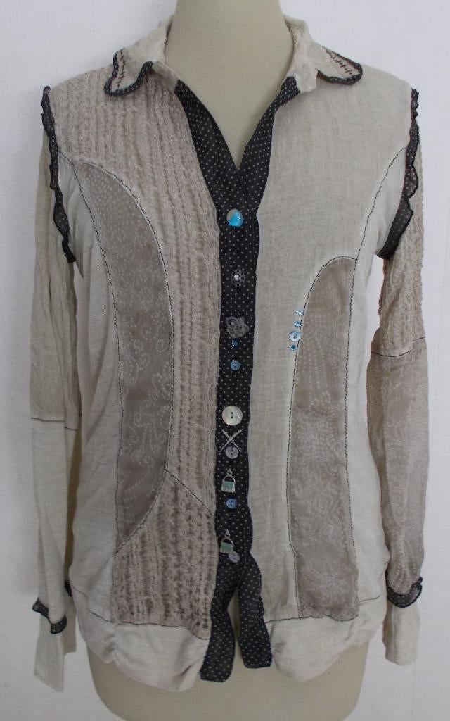 Aparte blouse met mooie knopen van Elisa Cavaletti! M, Verzenden, Zo goed als nieuw, Maat 38/40 (M), Bruin
