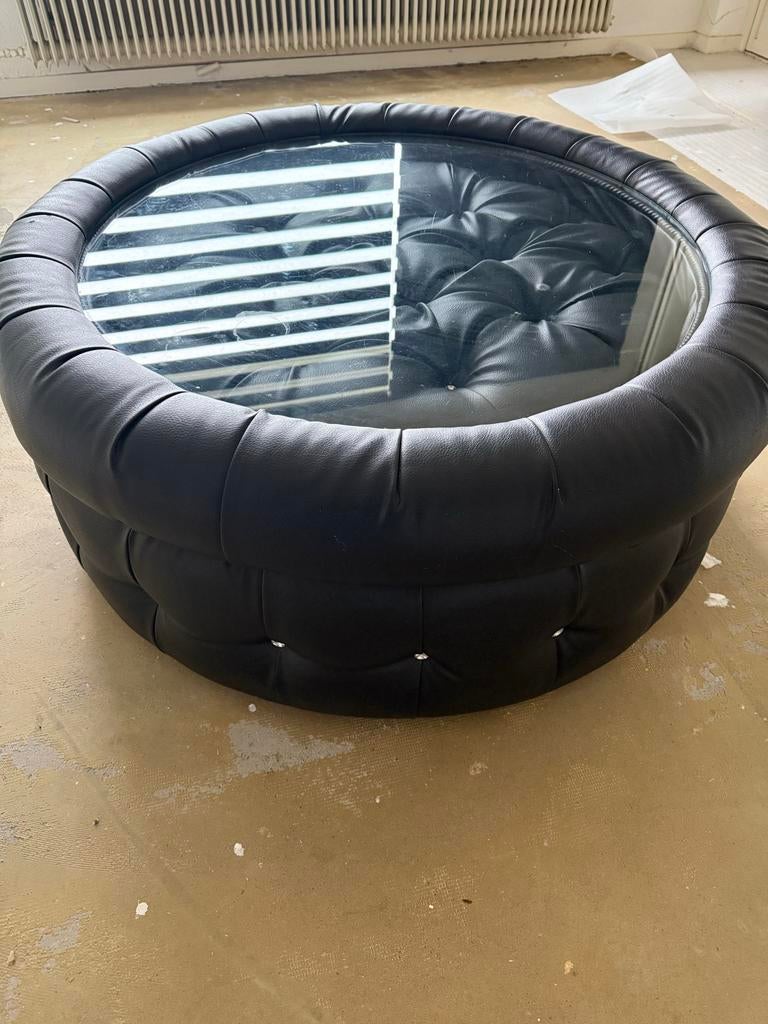 Origineel leren salontafel / poef - Goede conditie, Ophalen, Overige materialen, 50 tot 100 cm, 100 tot 150 cm