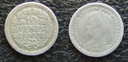 10 cent 1925, Verzenden, Koningin Wilhelmina, 10 cent, Zilver
