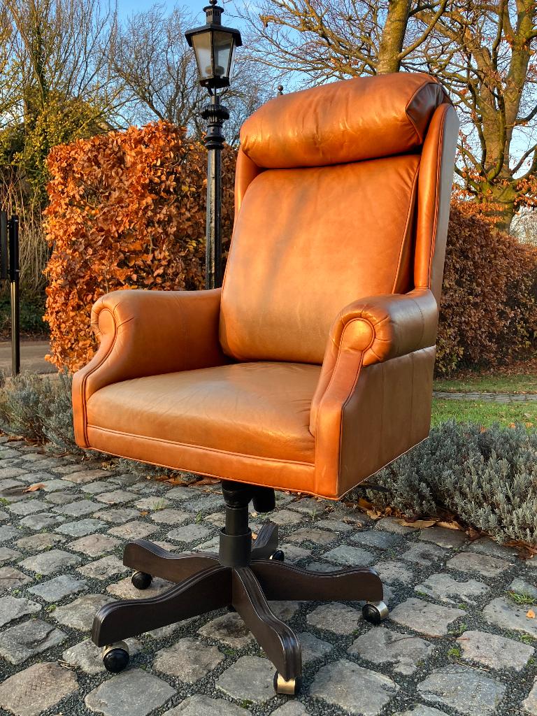 Vintage lederen ‘Ethan Allen’ bureaustoel, Ophalen