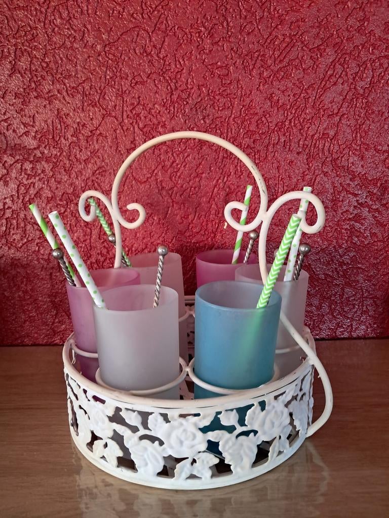 Mooie decoratieve metalen brocante mand of cocktailbar., Ophalen of Verzenden