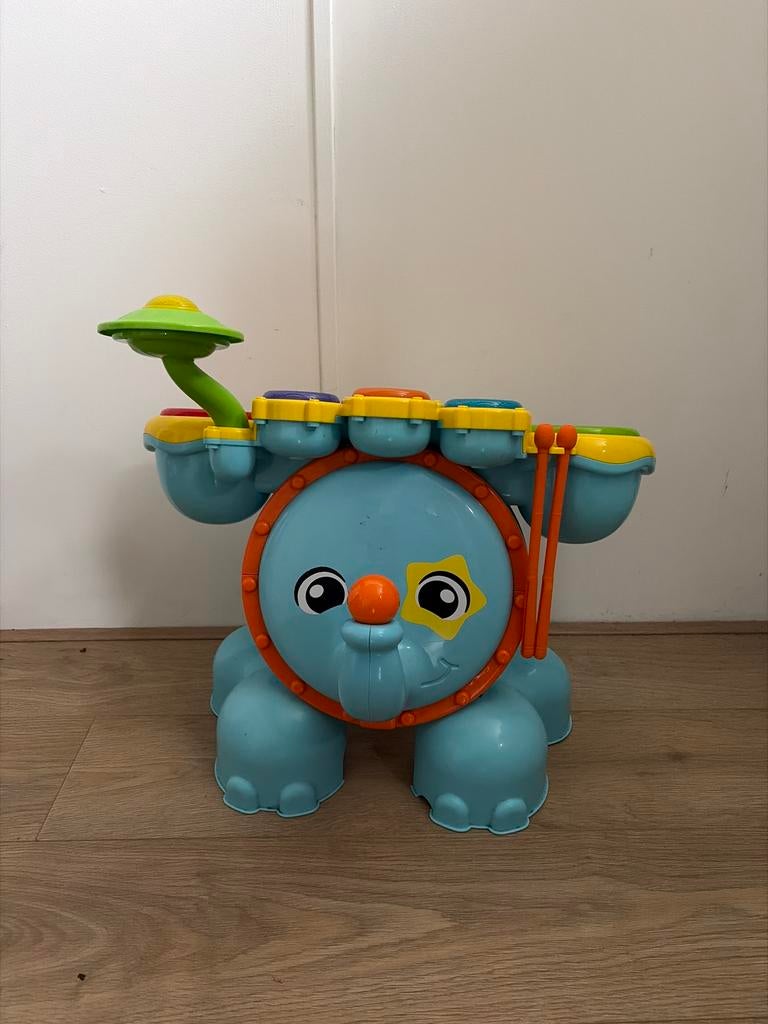 Vtech Olifant Drumstel met Krukje - Muzikaal Speelgoed, Ophalen, Gebruikt, Overige typen, Met licht