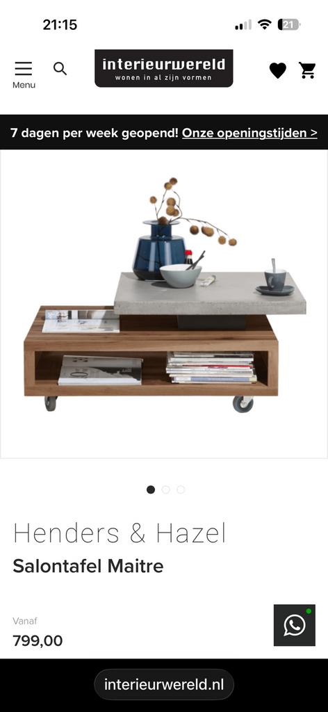 Salontafel Maitre Henders & Hazel, Ophalen, Gebruikt, 50 tot 100 cm, 50 tot 100 cm