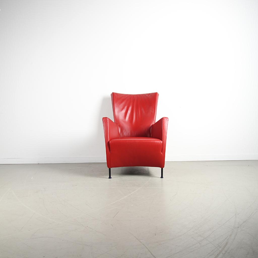 2x Montis Windy Rood leder + bijpassende hocker, Niet ingevuld, Niet ingevuld, Ophalen of Verzenden, Zo goed als nieuw