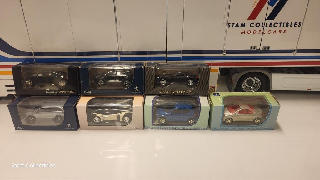 7x Norev 3" Peugeot Collection. 3008,5008,907,206,206cc etc., Gebruikt, Auto, Ophalen of Verzenden