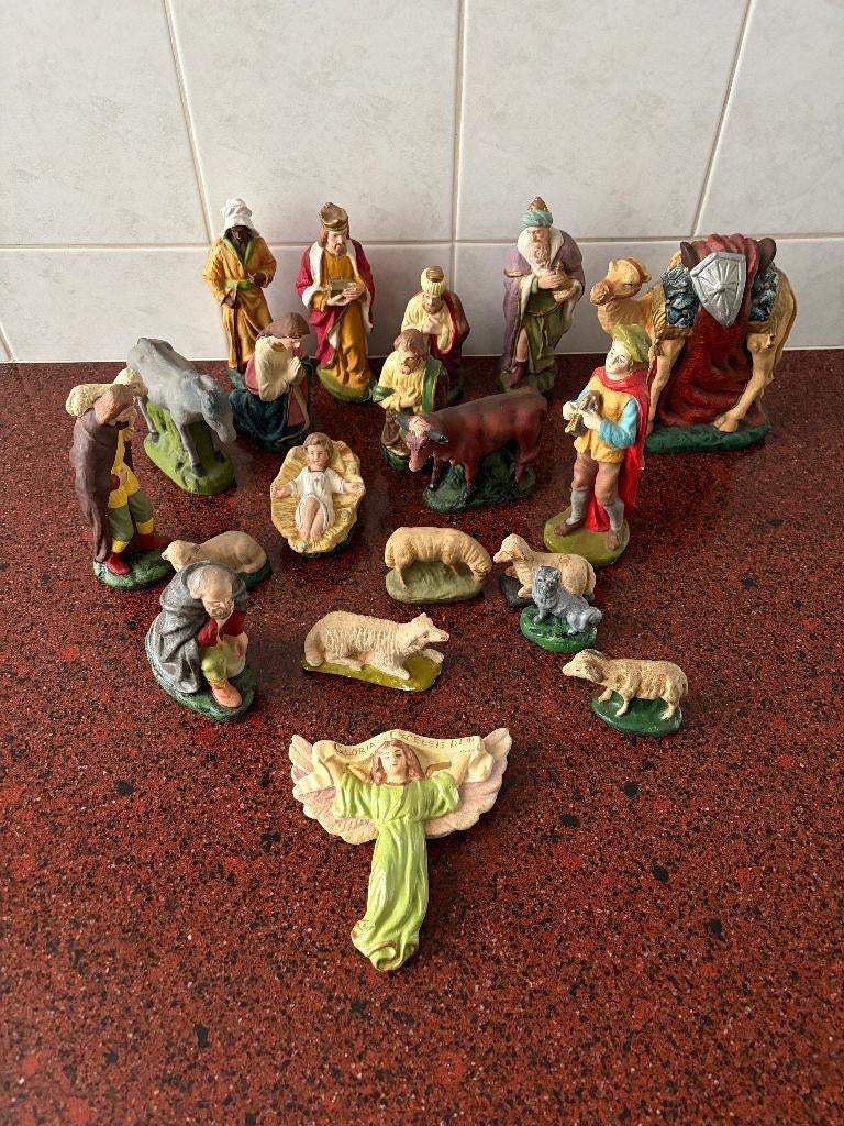 Oude Kerststal beeldjes., Ophalen of Verzenden, Gebruikt