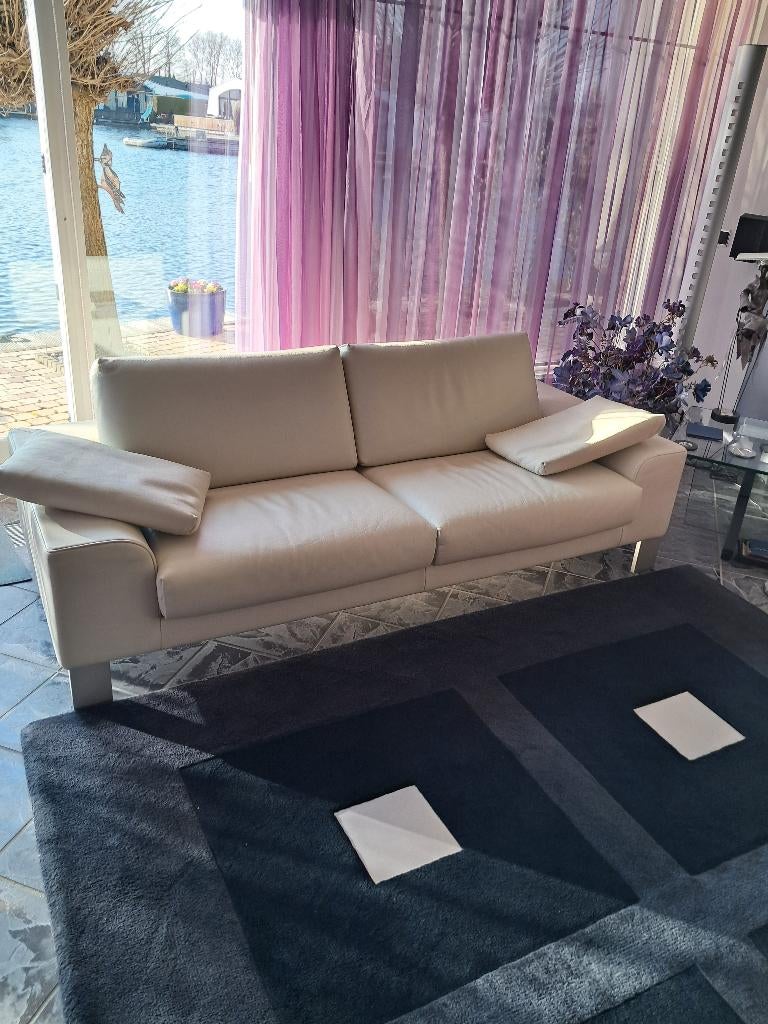 Leren 3zits bank, Huis en Inrichting, Banken | Bankstellen, Ophalen, Gebruikt, Driepersoons, Rechte bank