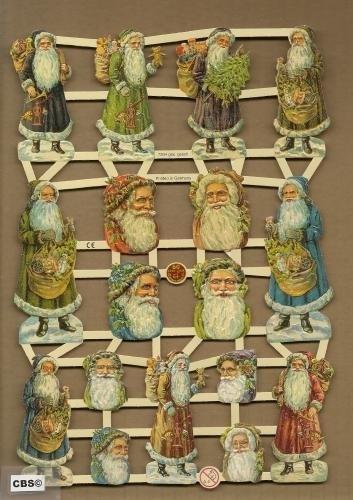 Kerstmanhoofden groen, blauw oranje poezieplaatjes 7304, Ophalen of Verzenden