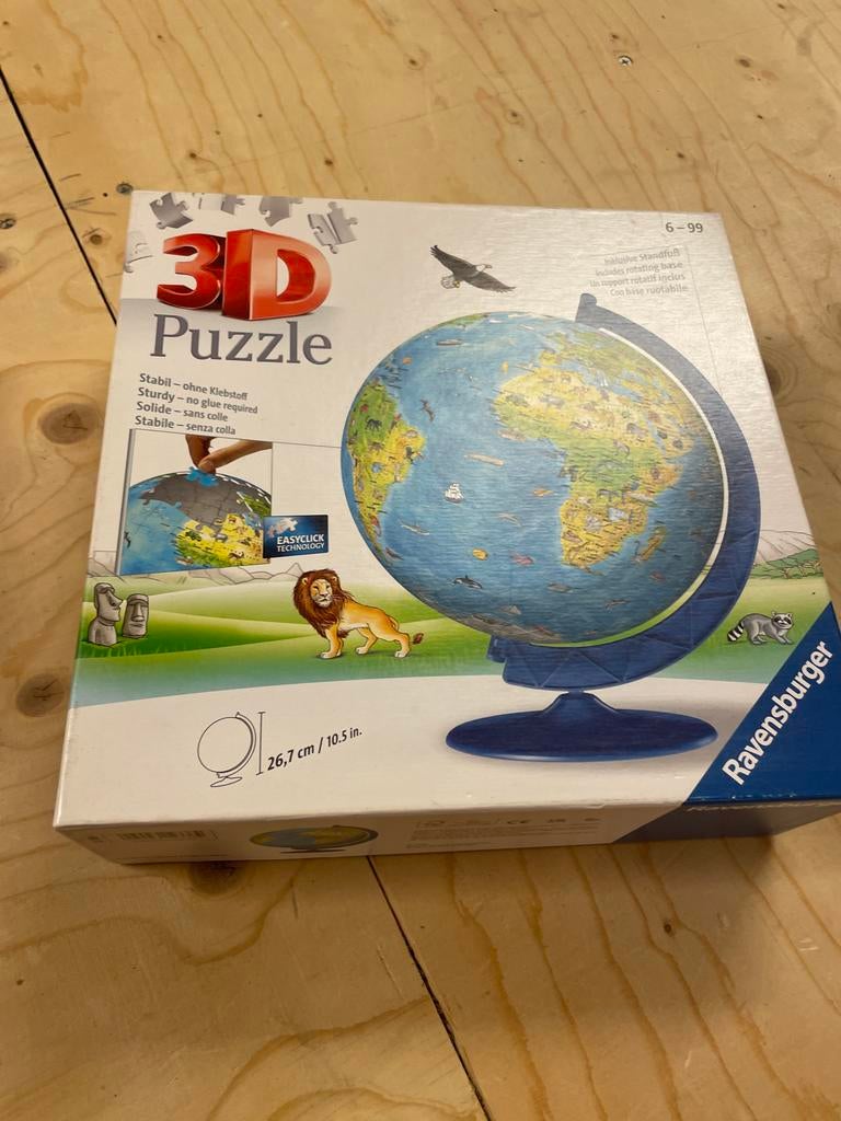 Ravensburger 3D Puzzel Wereldbol - 540 stukjes, Ophalen of Verzenden, Minder dan 500 stukjes, Gebruikt, Rubik's of 3D-puzzel