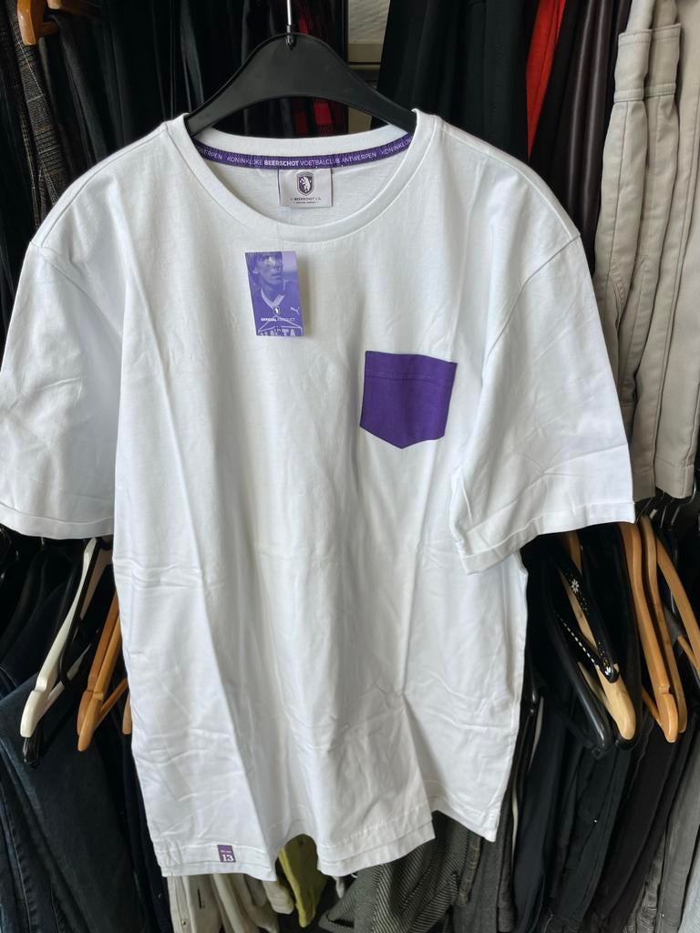 Koninklijke voetbal Beerschot Antwerpen T-shirt wit/paars XL, Kleding | Heren, T-shirts, Nieuw, Maat 56/58 (XL), Wit, Ophalen of Verzenden