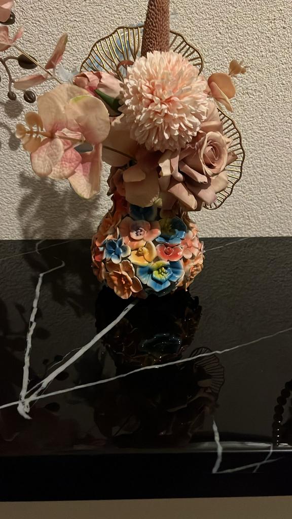 Des pots bloemenvaasje incl bloemen, Ophalen of Verzenden, Zo goed als nieuw