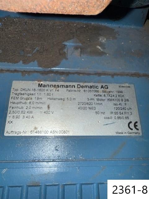 1300. Kettingtakel / Kraanbaan / Takel / Bovenloopkraan, Ophalen, Gebruikt