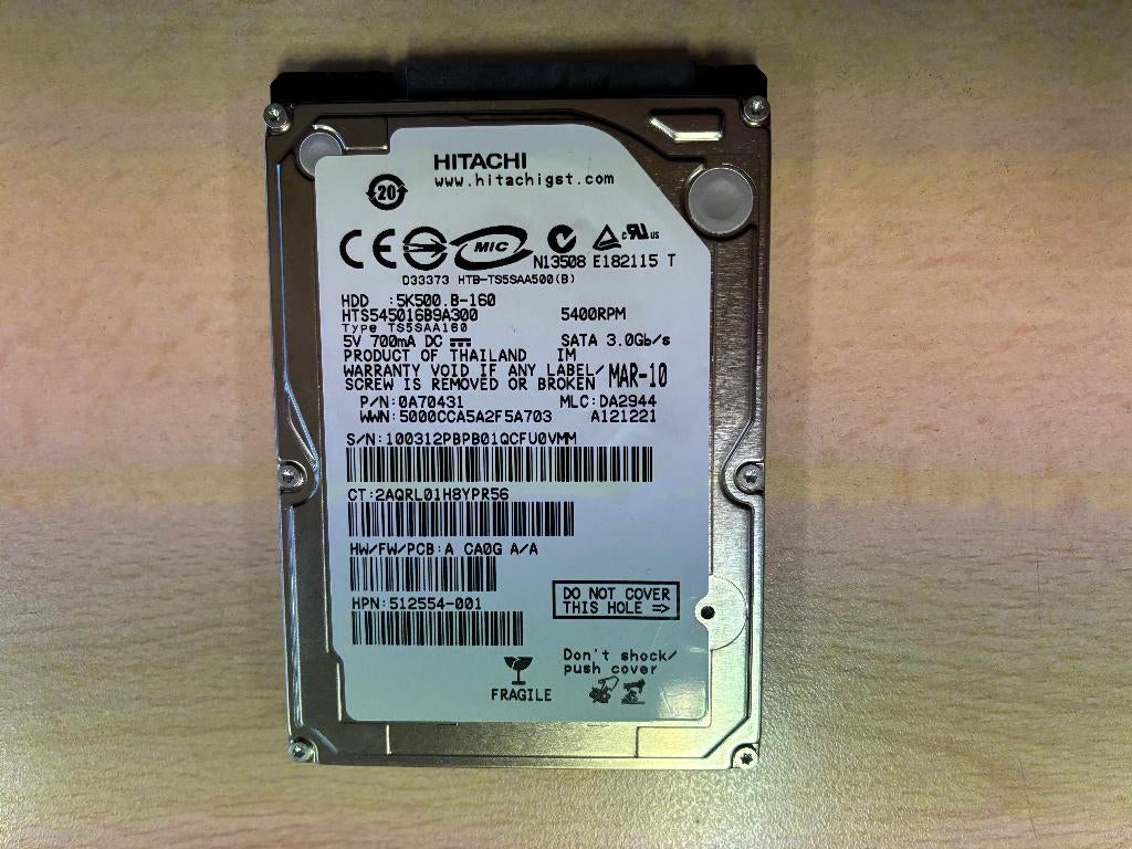 Hitachi HTS545016B9A300, Intern, 160GB, Nieuw, Ophalen of Verzenden