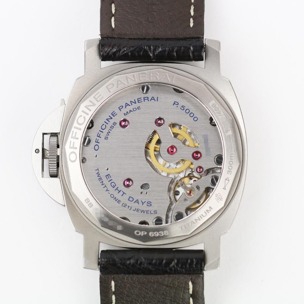 Panerai Luminor 8 Days Titanium 44 (Zeer goed/ 2018), Overige merken, Overige materialen, Leer, Polshorloge