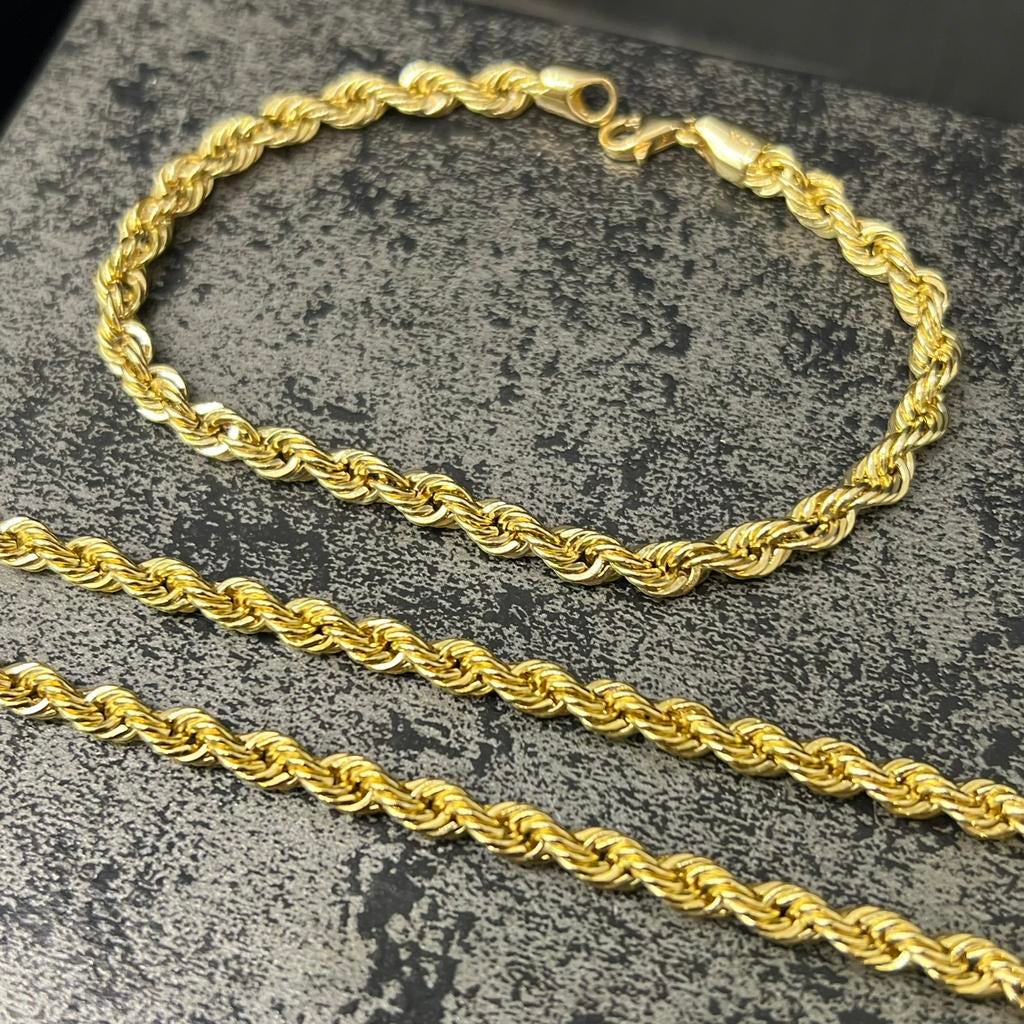 14 karaat gouden ketting armband rope schakel chain, Sieraden, Tassen en Uiterlijk, Kettingen, Ophalen of Verzenden, Nieuw, Goud