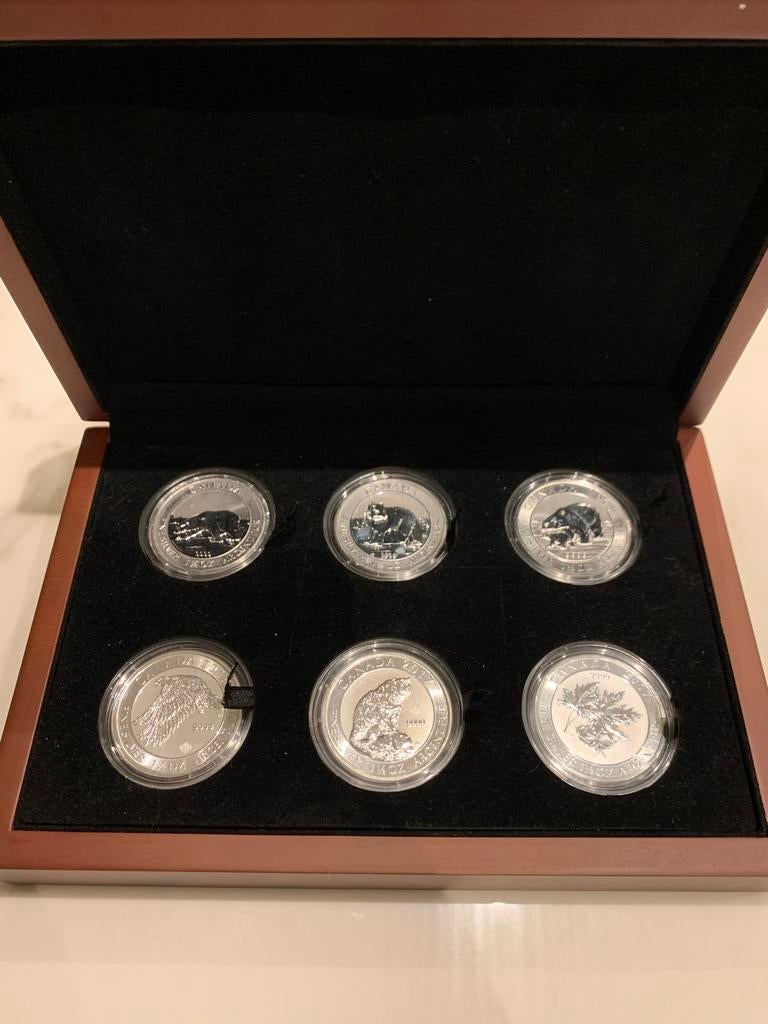 6x 1.5 Oz Canada Wildlife Zilveren Munten, Ophalen, Vóór koninkrijk, Setje, Zilver