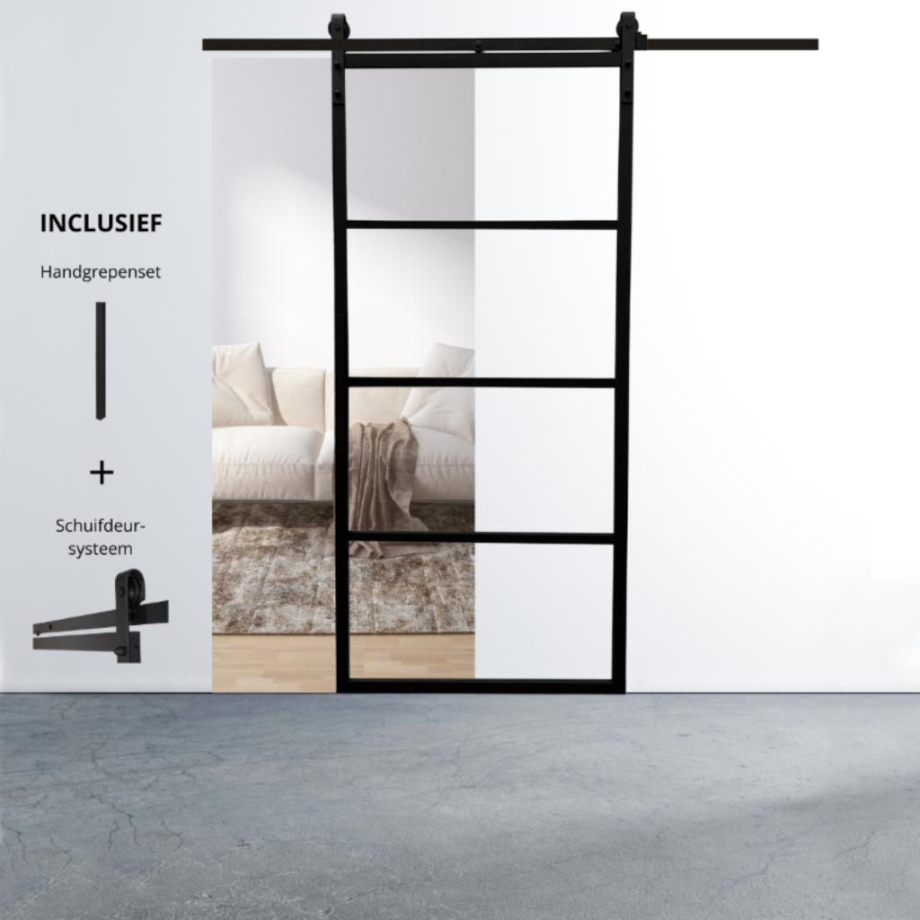 Schuifdeur staal | stalen schuifdeur | stalen deur | deur, Ophalen, 80 tot 100 cm, Binnendeur, Nieuw