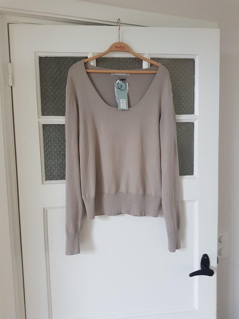 René van der wijck beige-grijze trui, xl, Ophalen of Verzenden, Nieuw, Maat 42/44 (L), Beige